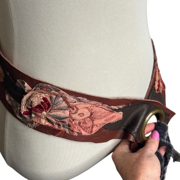 Boho Shabby Chic Leather Art To Wear Patchwork Handmade Belt - Picture 3 of 12